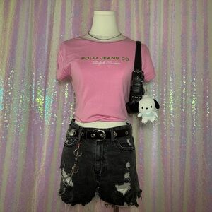 polo jeans pink y2k baby tee